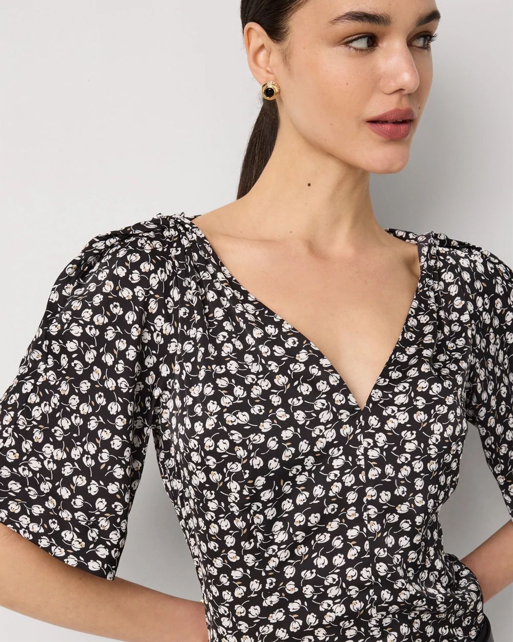 Satin Twist-Shoulder Top | White House Black Market